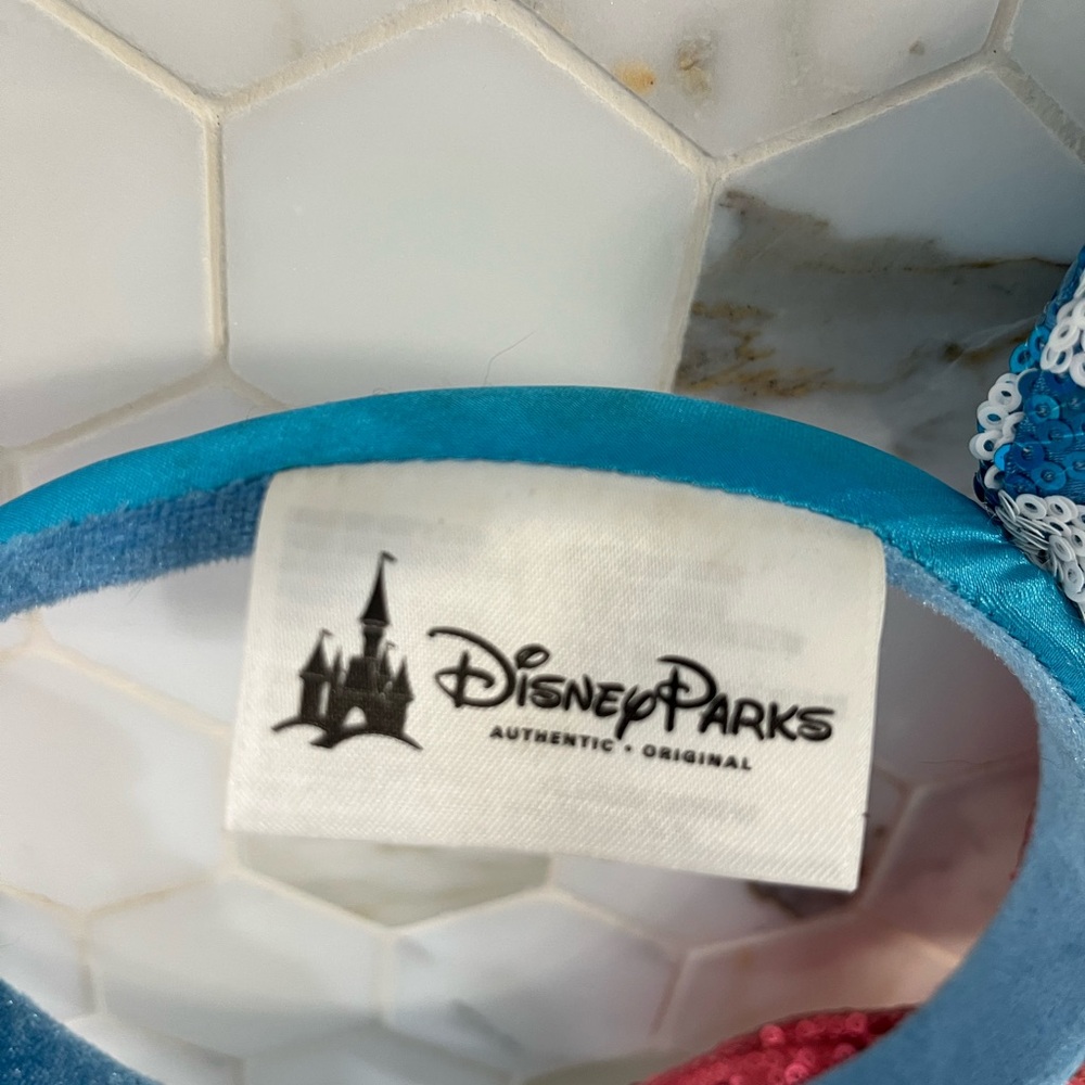 Disney Parks Classic Minnie Ear Sequin Headband Blue Polka Dot Red Bow and Daisy - Picture 14 of 16